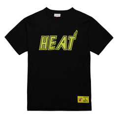 Miami Heat Hardwood Classics Neon Nights Premium T-Shirt Black - Mitchell & Ness