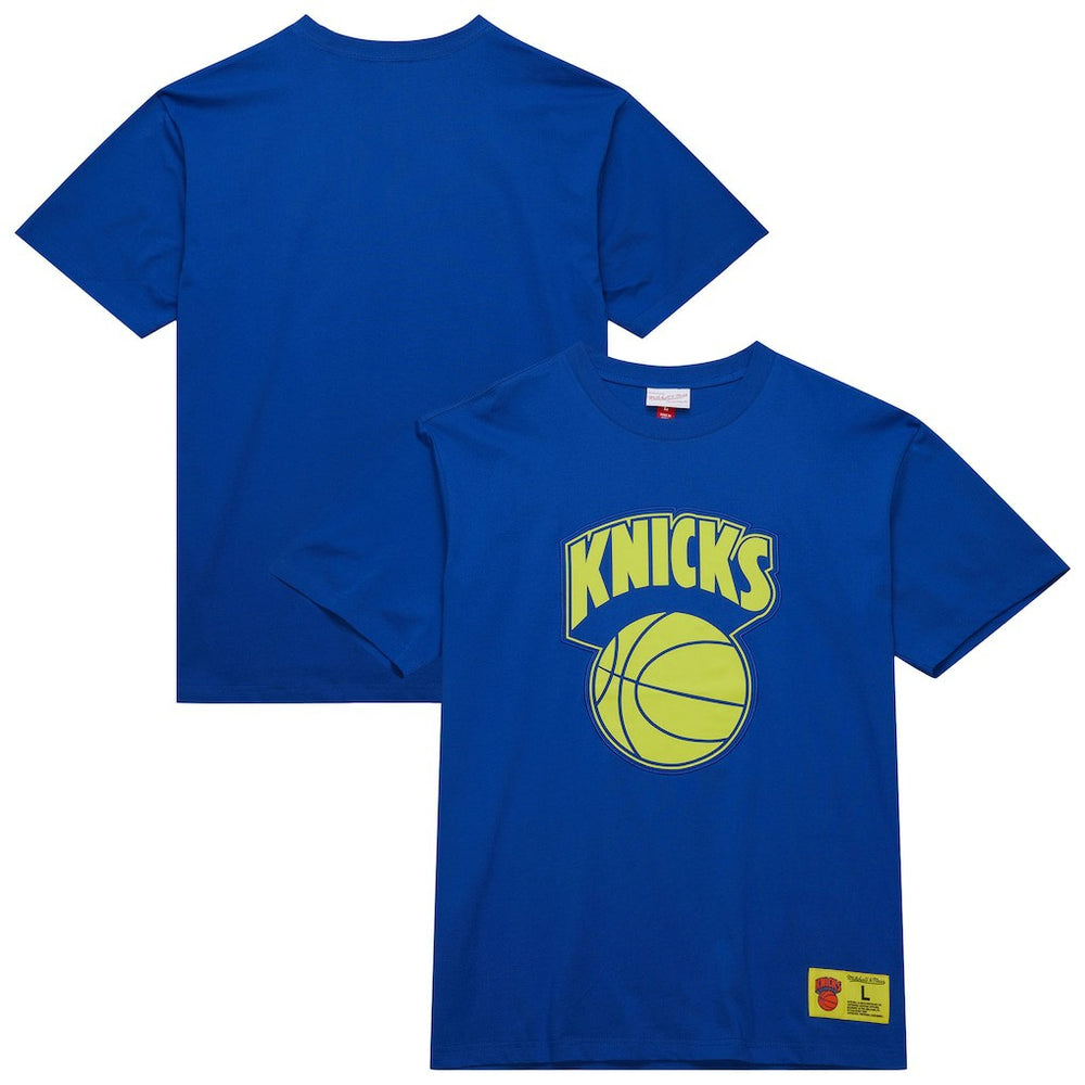New York Knicks Hardwood Classics Neon Nights Premium T-Shirt Blue - Mitchell & Ness