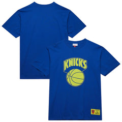 New York Knicks Hardwood Classics Neon Nights Premium T-Shirt Blue - Mitchell & Ness
