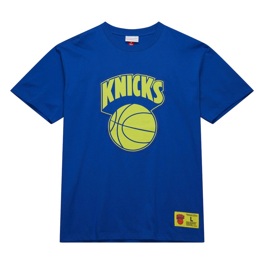 New York Knicks Hardwood Classics Neon Nights Premium T-Shirt Blue - Mitchell & Ness