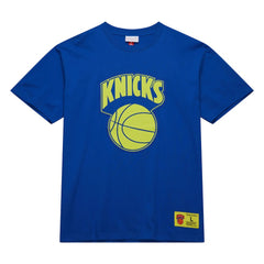 New York Knicks Hardwood Classics Neon Nights Premium T-Shirt Blue - Mitchell & Ness