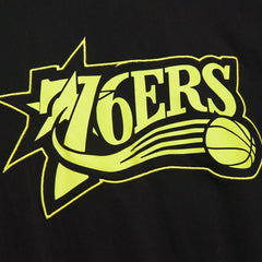 Philadelphia 76ers Hardwood Classics Neon Nights Premium T-Shirt Black - Mitchell & Ness