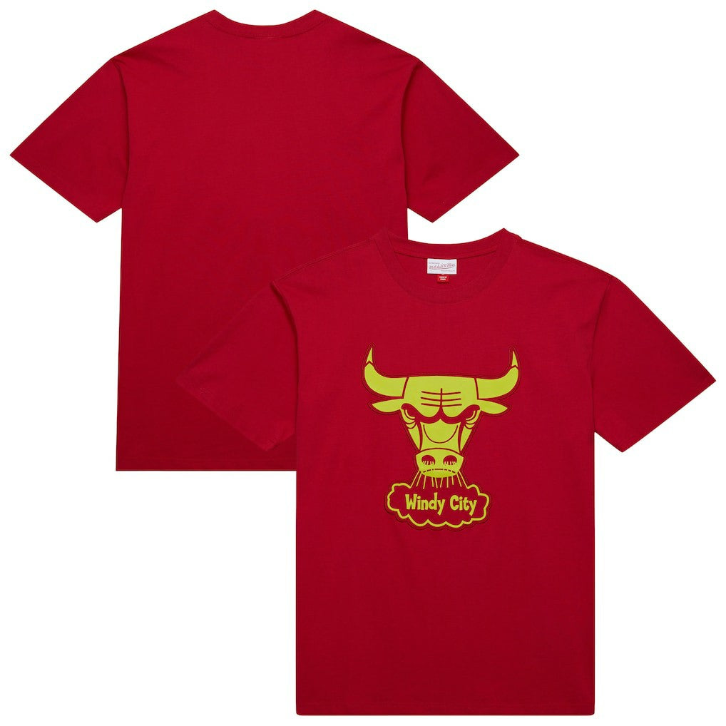 Chicago Bulls Hardwood Classics Neon Nights Premium T-Shirt Red - Mitchell & Ness outlet