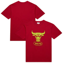 Chicago Bulls Hardwood Classics Neon Nights Premium T-Shirt Red - Mitchell & Ness outlet