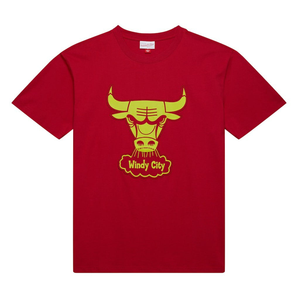 Chicago Bulls Hardwood Classics Neon Nights Premium T-Shirt Red - Mitchell & Ness outlet