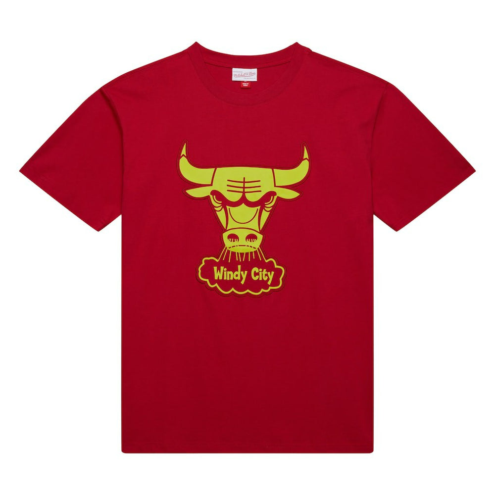 Chicago Bulls Hardwood Classics Neon Nights Premium T-Shirt Red - Mitchell & Ness outlet