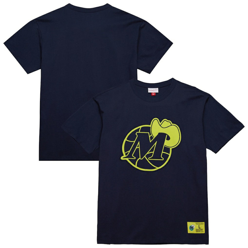 Dallas Mavericks Hardwood Classics Neon Nights Premium T-Shirt Navy - Mitchell & Ness
