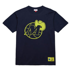 Dallas Mavericks Hardwood Classics Neon Nights Premium T-Shirt Navy - Mitchell & Ness
