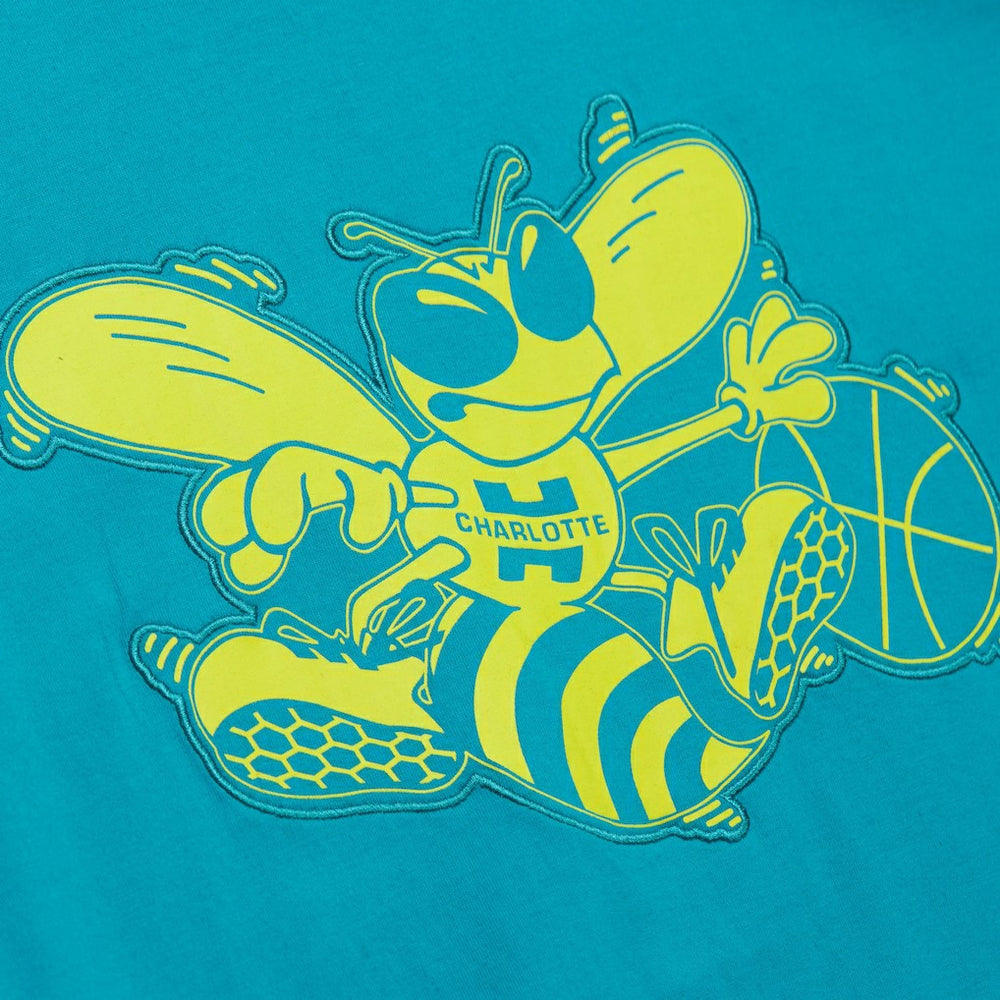 Charlotte Hornets Hardwood Classics Neon Nights Premium T-Shirt Teal - Mitchell & Ness