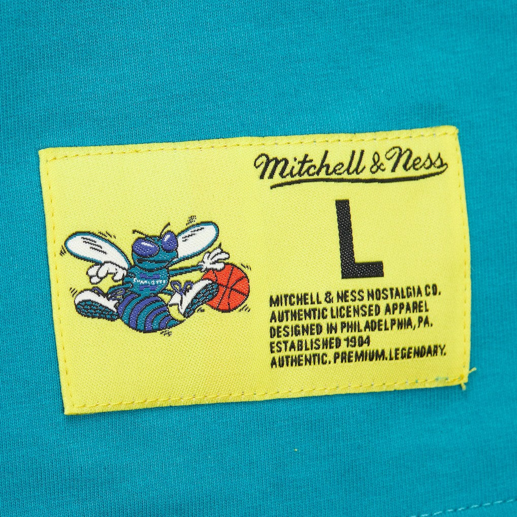 Charlotte Hornets Hardwood Classics Neon Nights Premium T-Shirt Teal - Mitchell & Ness