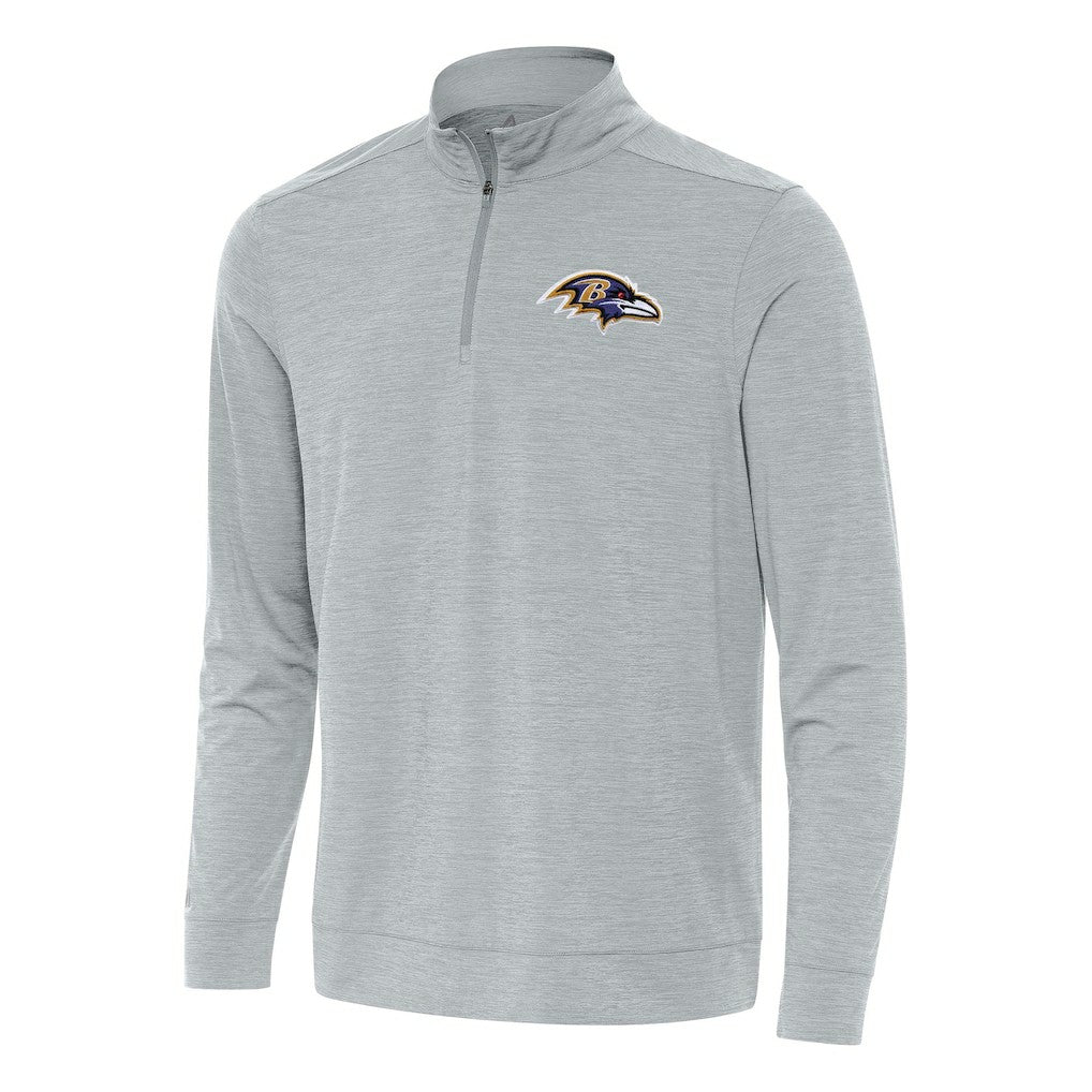 Baltimore Ravens Antigua Bright Quarter-Zip Top - Heather Gray Tops