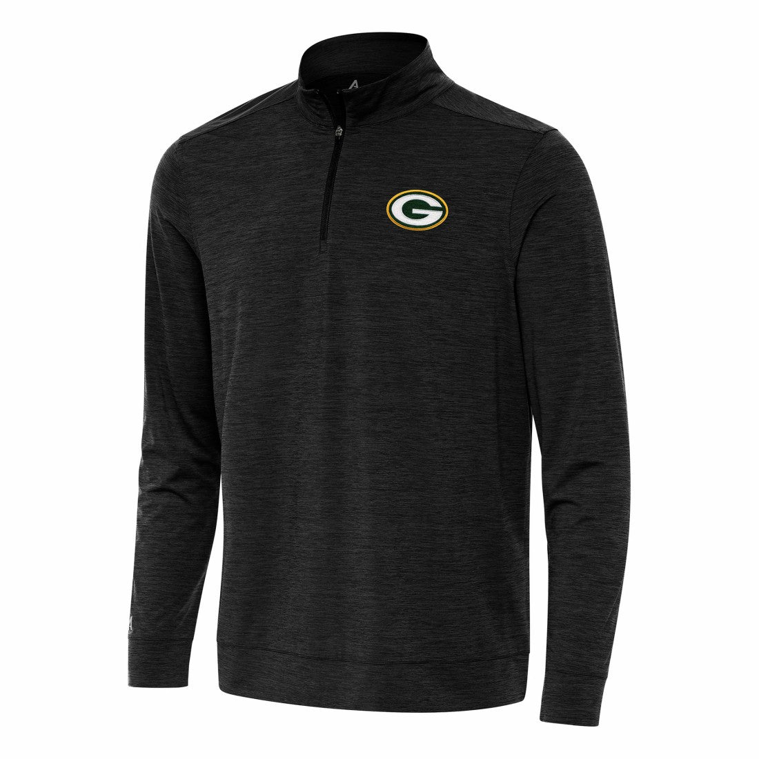Green Bay Packers Antigua Bright Quarter-Zip Top - Heather Black Tops