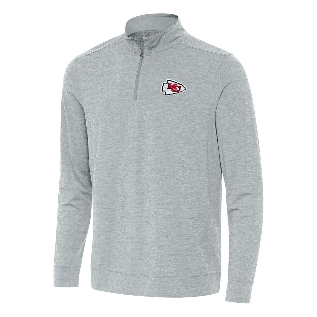 Kansas City Chiefs Antigua Bright Quarter-Zip Top - Heather Gray Tops