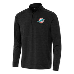 Miami Dolphins Antigua Bright Quarter-Zip Top - Heather Black Tops