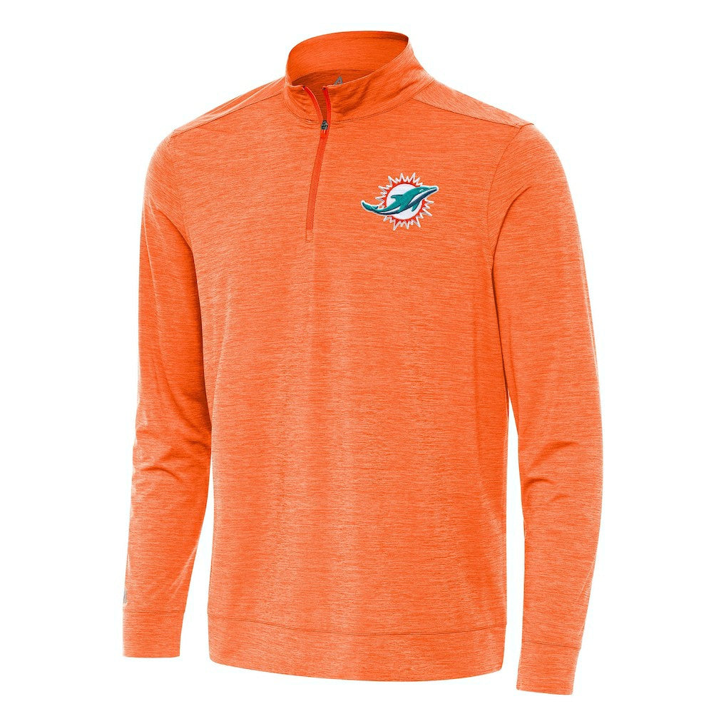 Miami Dolphins Antigua Bright Quarter-Zip Top - Heather Orange Tops