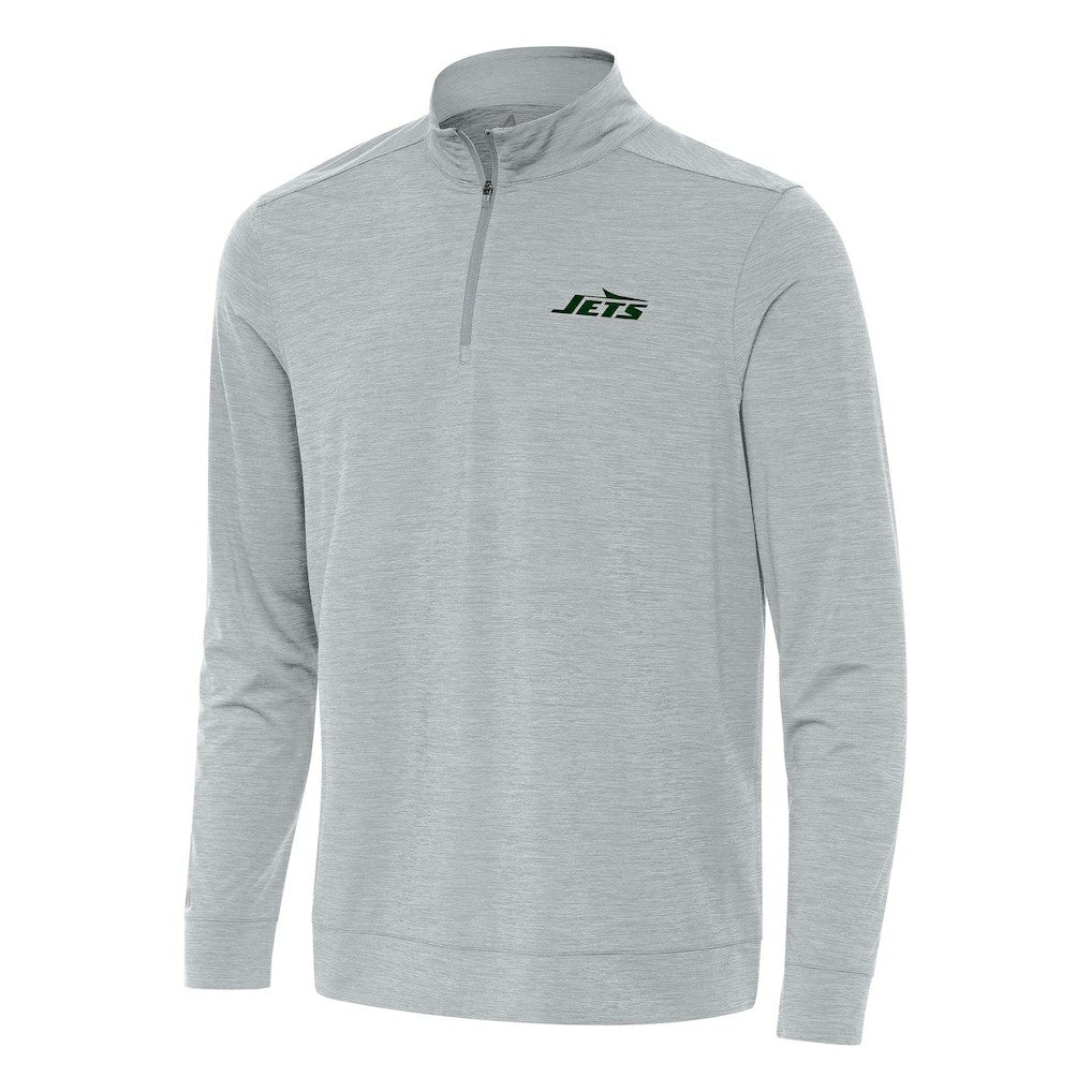 New York Jets Antigua Bright Quarter-Zip Top - Heather Gray Tops