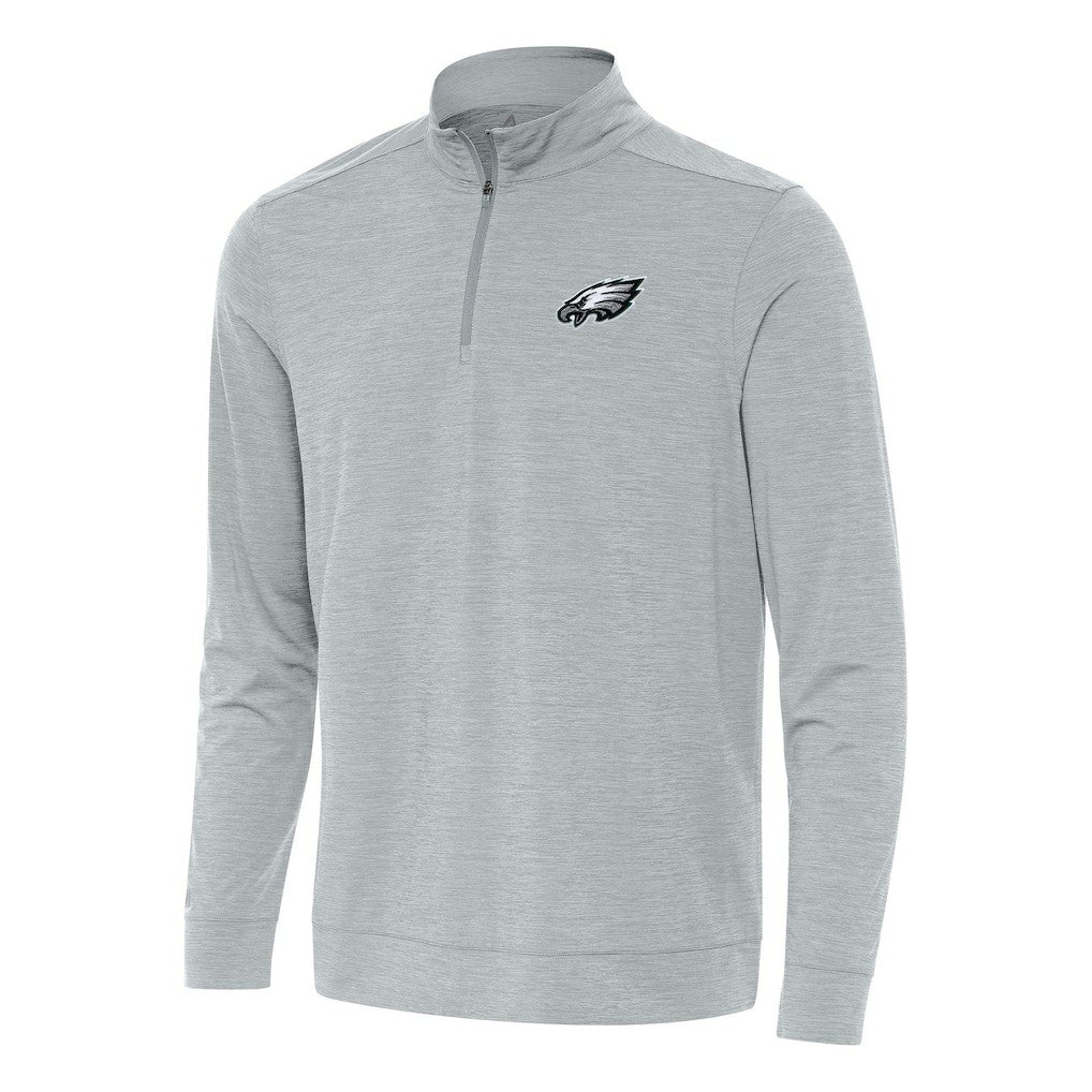 Philadelphia Eagles Antigua Bright Quarter-Zip Top - Heather Gray Tops