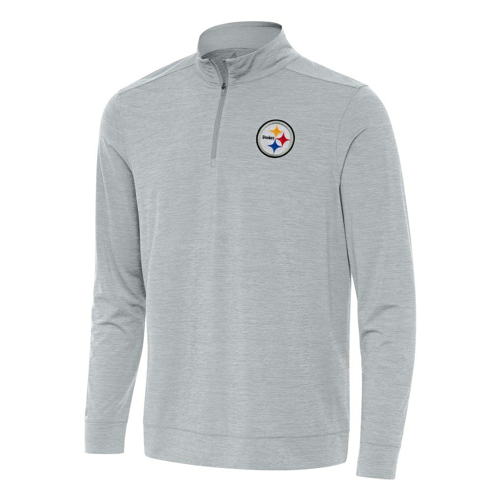 Pittsburgh Steelers Antigua Bright Quarter-Zip Top - Heather Gray Tops