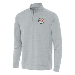 Pittsburgh Steelers Antigua Bright Quarter-Zip Top - Heather Gray Tops