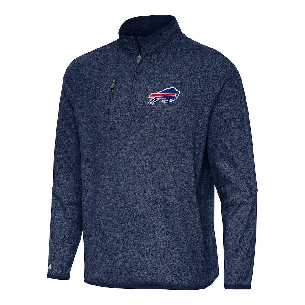 Buffalo Bills Antigua Certain Tri-Blend Quarter-Zip Top - Heather Navy Tops