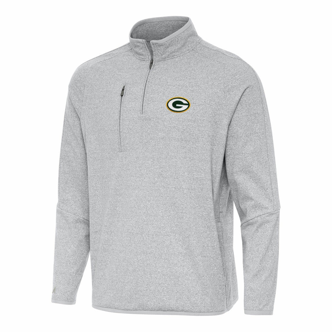 Green Bay Packers Antigua Certain Tri-Blend Quarter-Zip Top - Heather Gray Tops