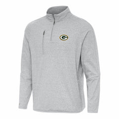 Green Bay Packers Antigua Certain Tri-Blend Quarter-Zip Top - Heather Gray Tops