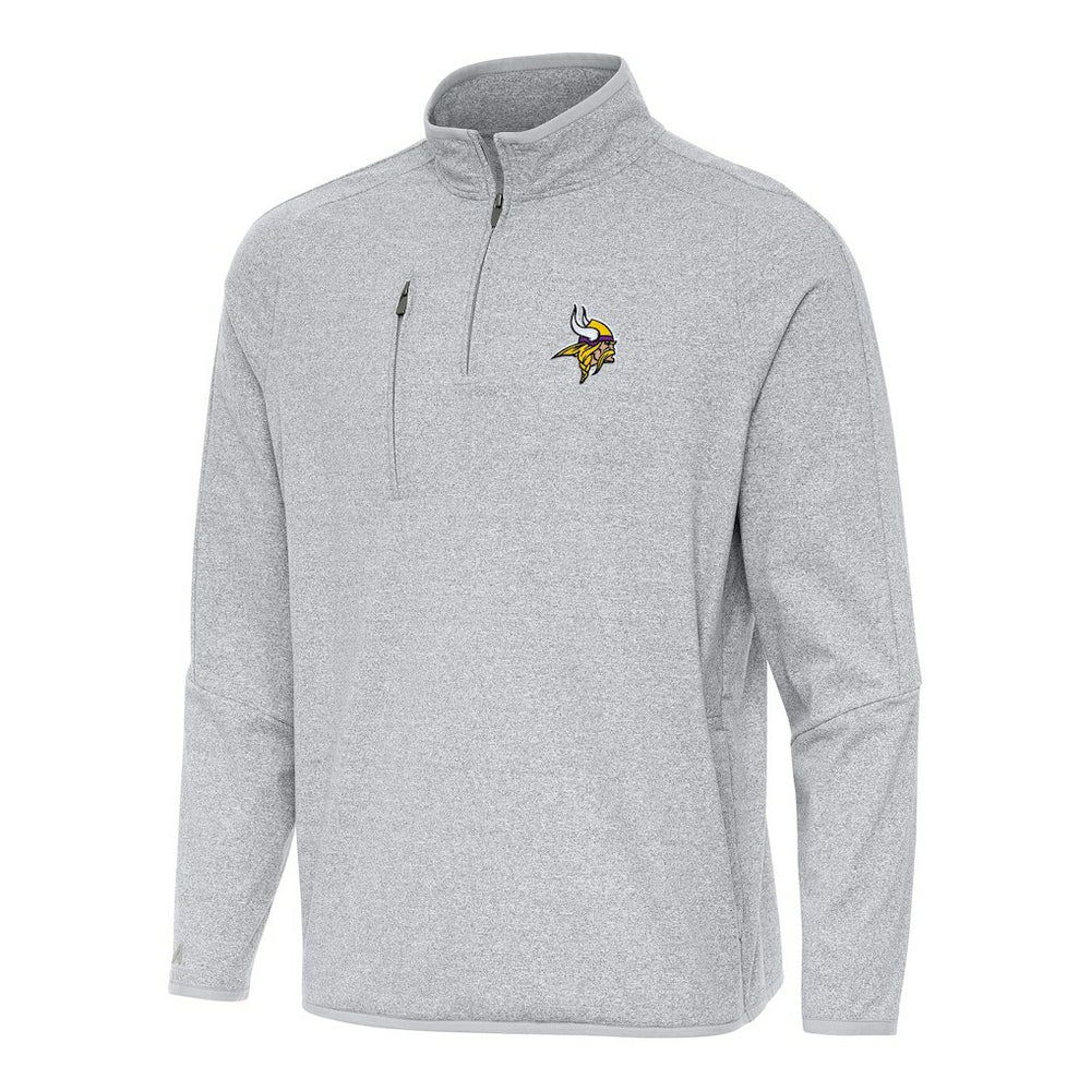Minnesota Vikings Antigua Certain Tri-Blend Quarter-Zip Top - Heather Gray Tops