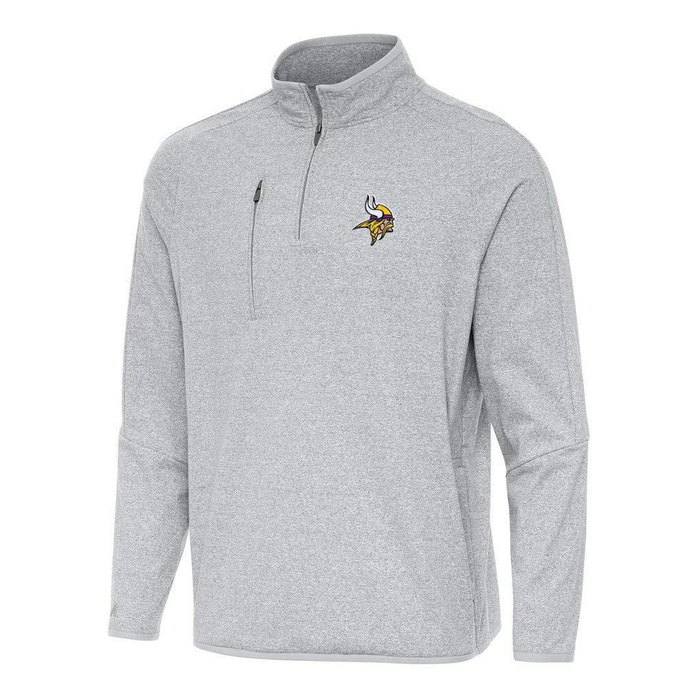 Minnesota Vikings Antigua Certain Tri-Blend Quarter-Zip Top - Heather Gray Tops