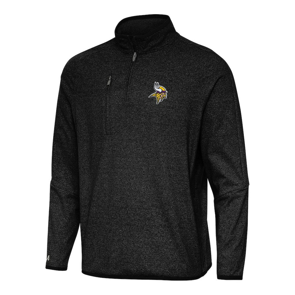Minnesota Vikings Antigua Certain Tri-Blend Quarter-Zip Top - Heather Black Tops