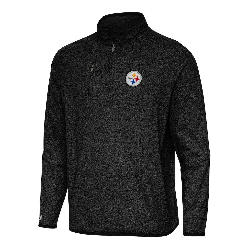 Pittsburgh Steelers Antigua Certain Tri-Blend Quarter-Zip Top - Heather Black Tops