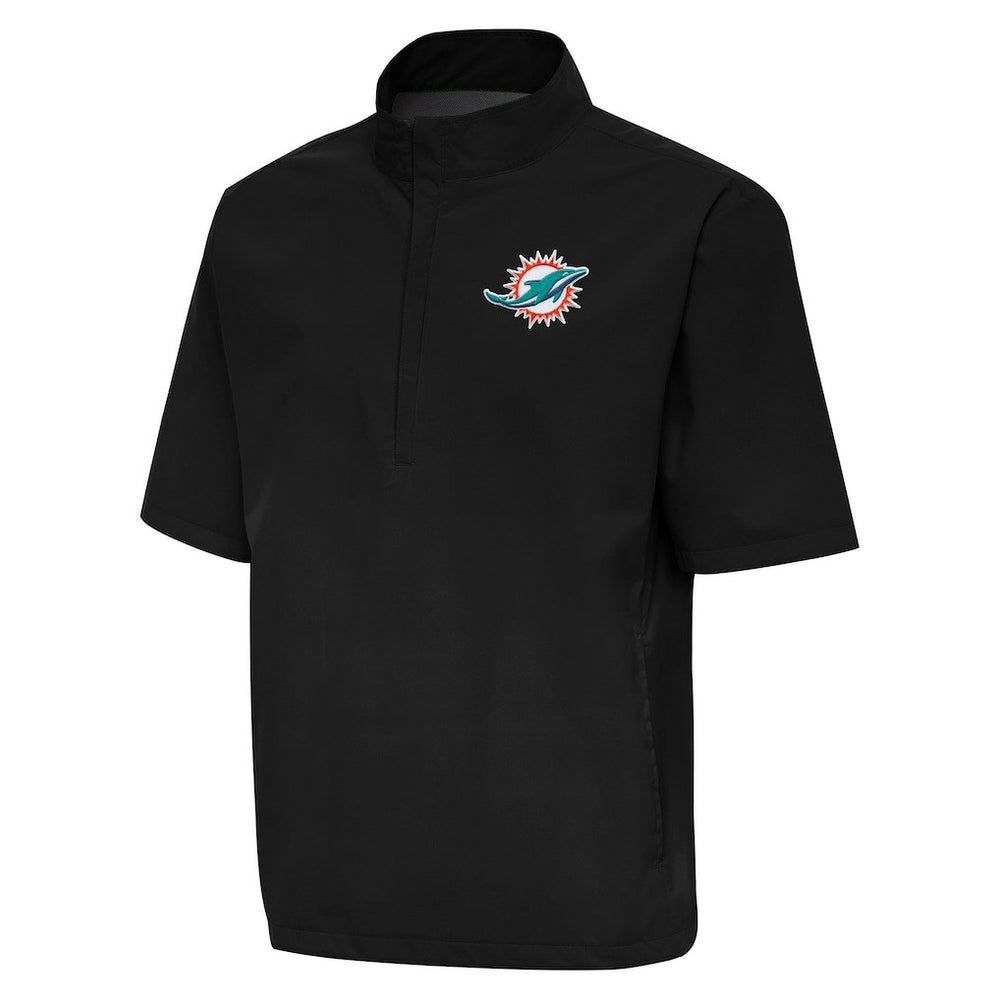 Miami Dolphins Antigua Brisk Short Sleeve Quarter-Zip Windshirt - Black Shorts