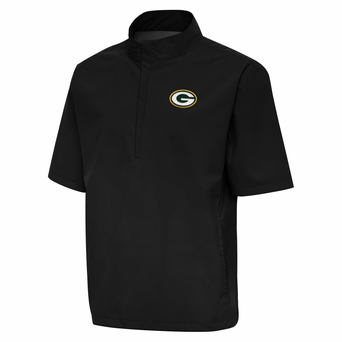 Green Bay Packers Antigua Brisk Short Sleeve Quarter-Zip Windshirt - Black Shorts