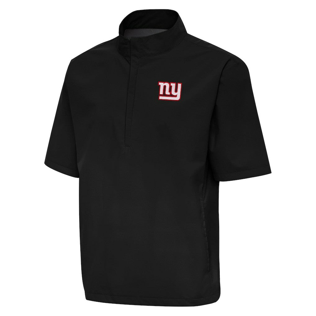 New York Giants Antigua Brisk Short Sleeve Quarter-Zip Windshirt - Black Shorts