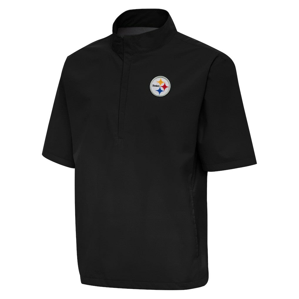 Pittsburgh Steelers Antigua Brisk Short Sleeve Quarter-Zip Windshirt - Black Shorts