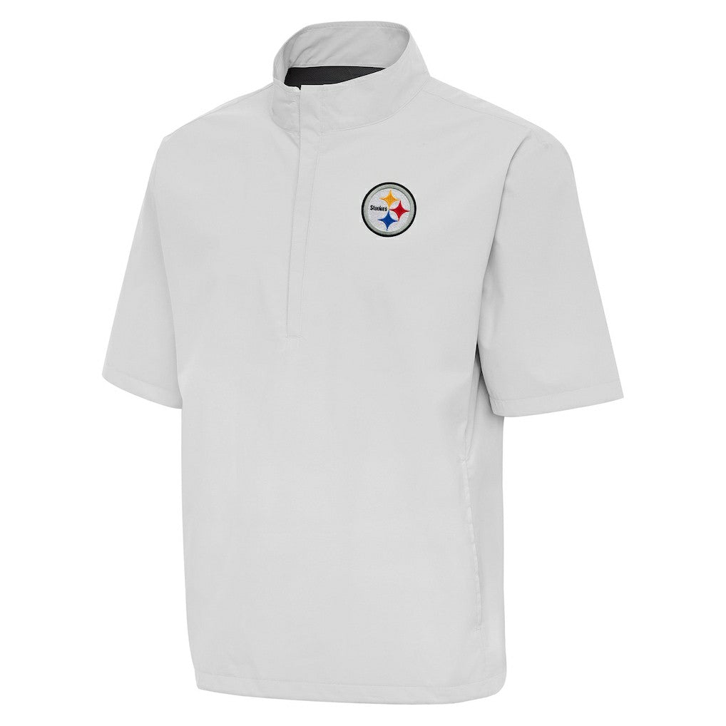 Pittsburgh Steelers Antigua Brisk Short Sleeve Quarter-Zip Windshirt - Heather Gray Shorts