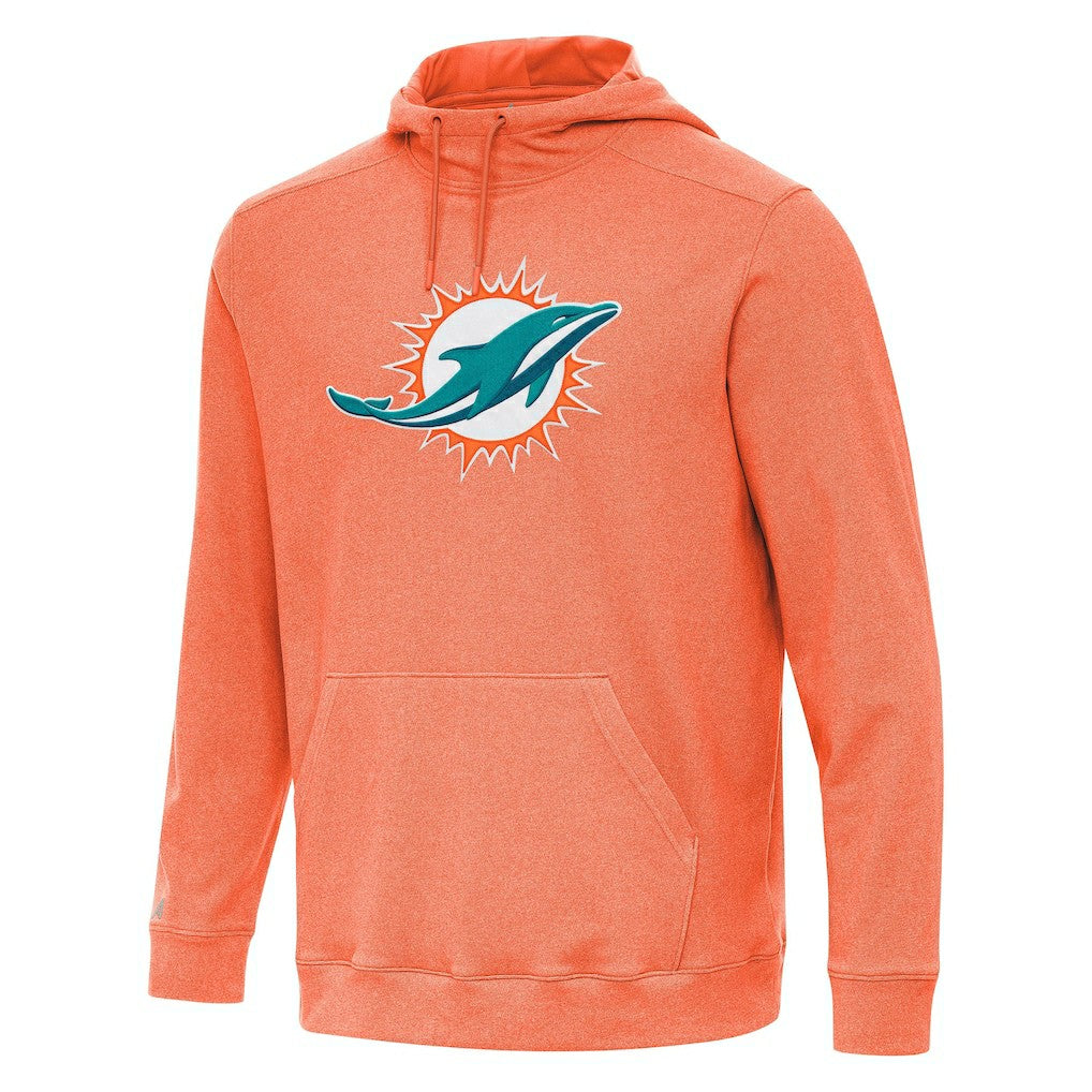 Miami Dolphins Antigua Cloud Pullover Hoodie - Heather Orange Hoodies