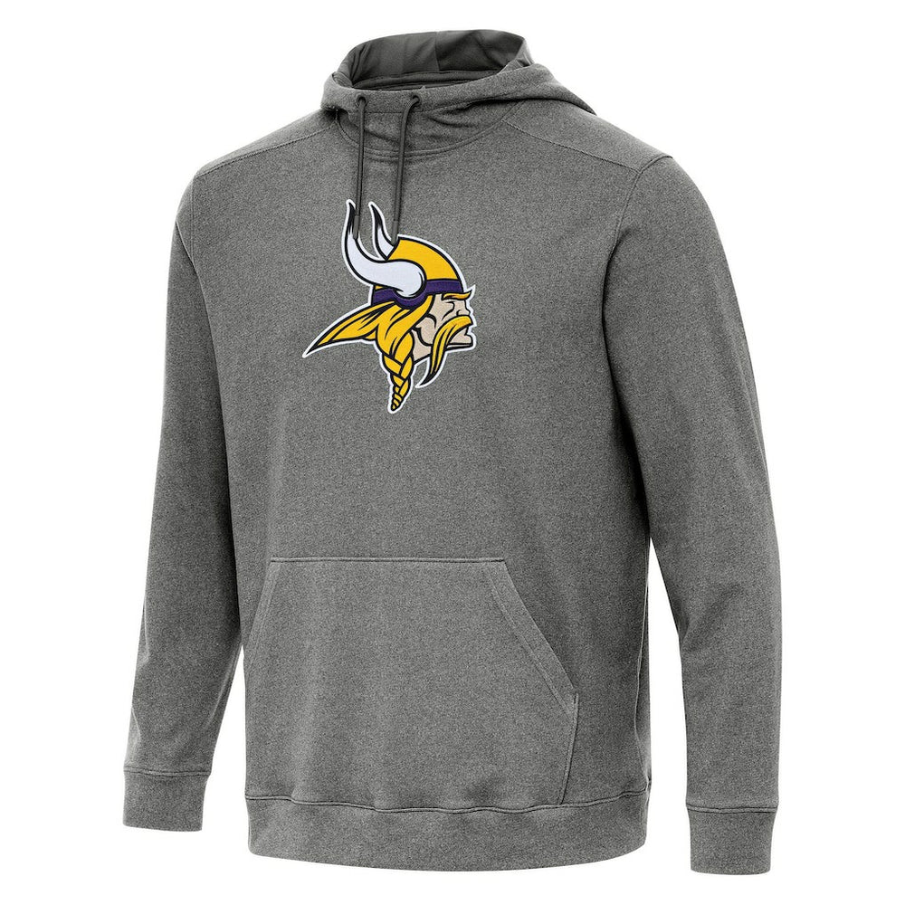 Minnesota Vikings Antigua Cloud Pullover Hoodie - Heather Black Hoodies