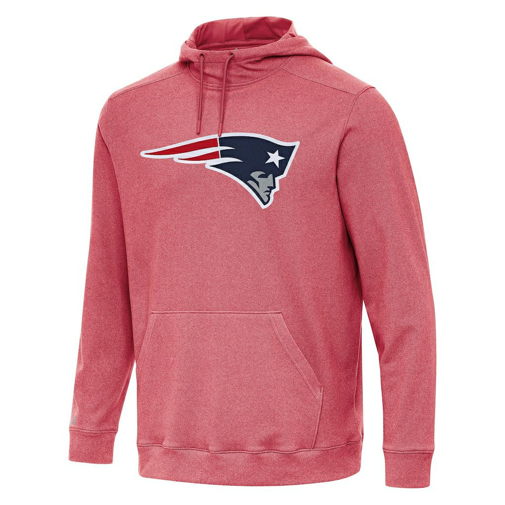 New England Patriots Antigua Cloud Pullover Hoodie - Heather Red Hoodies