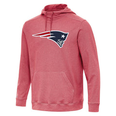 New England Patriots Antigua Cloud Pullover Hoodie - Heather Red Hoodies