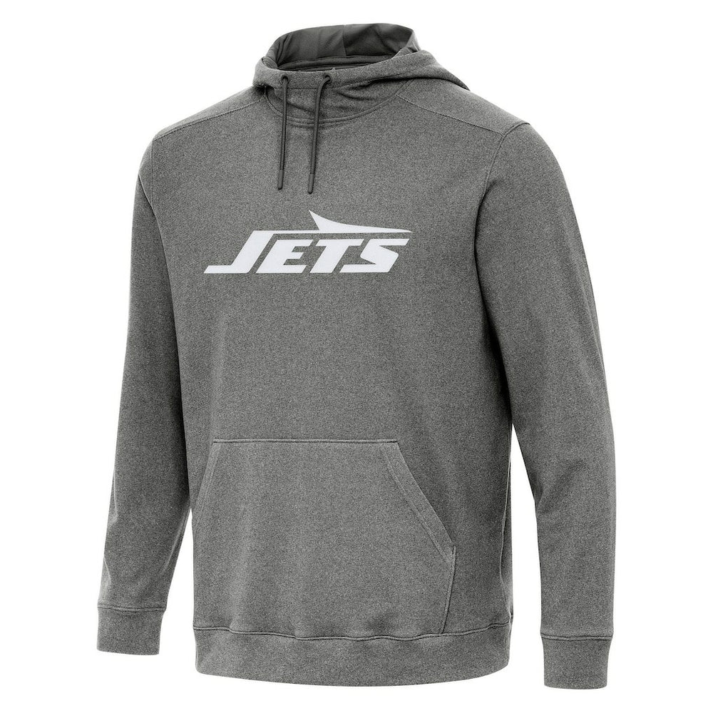 New York Jets Antigua Cloud Pullover Hoodie - Heather Black Hoodies