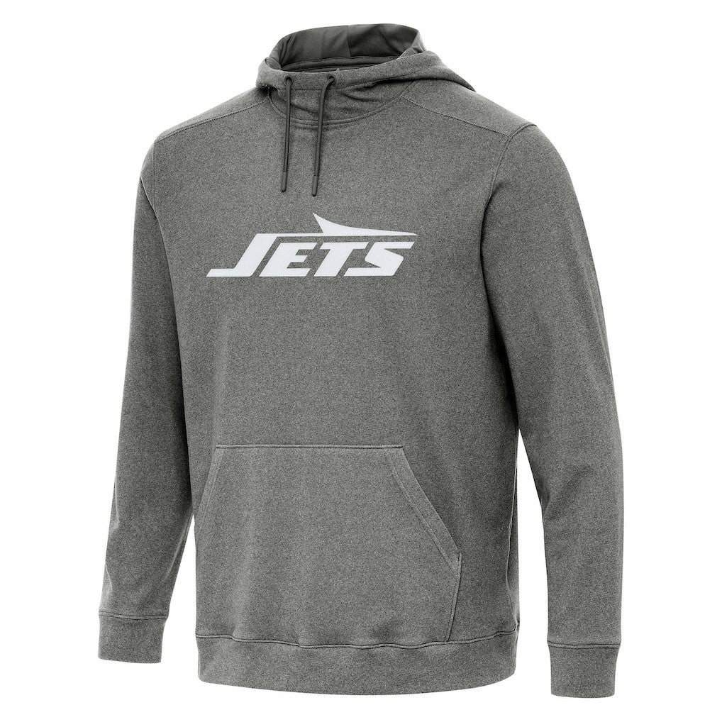New York Jets Antigua Cloud Pullover Hoodie - Heather Black Hoodies