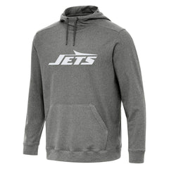 New York Jets Antigua Cloud Pullover Hoodie - Heather Black Hoodies