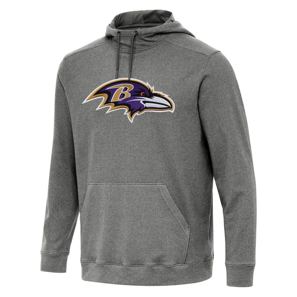 Baltimore Ravens Antigua Cloud Pullover Hoodie - Heather Black Hoodies
