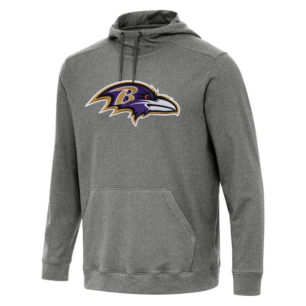Baltimore Ravens Antigua Cloud Pullover Hoodie - Heather Black Hoodies