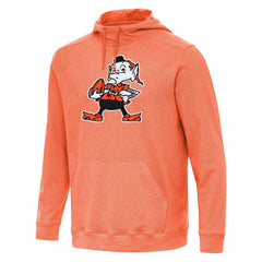Cleveland Browns Antigua Cloud Pullover Hoodie - Heather Orange Hoodies