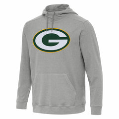 Green Bay Packers Antigua Cloud Pullover Hoodie - Heather Gray Hoodies