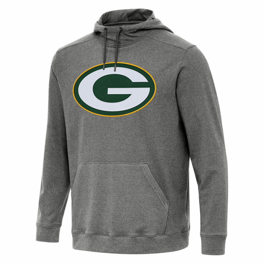 Green Bay Packers Antigua Cloud Pullover Hoodie - Heather Black Hoodies