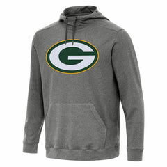 Green Bay Packers Antigua Cloud Pullover Hoodie - Heather Black Hoodies