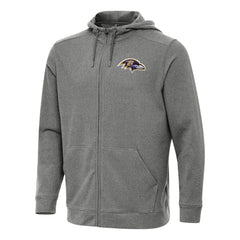 Baltimore Ravens Antigua Effortless Full-Zip Hoodie - Heather Black Hoodies