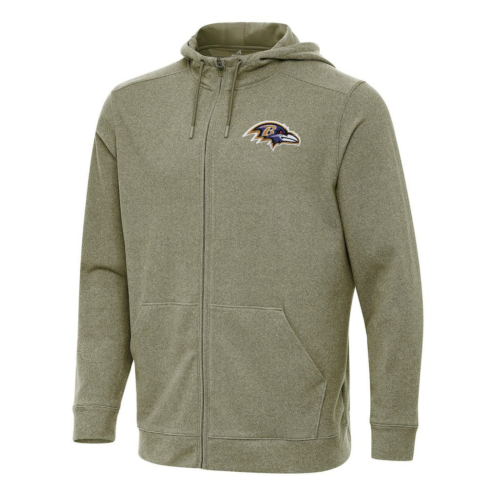 Baltimore Ravens Antigua Effortless Full-Zip Hoodie - Olive Hoodies